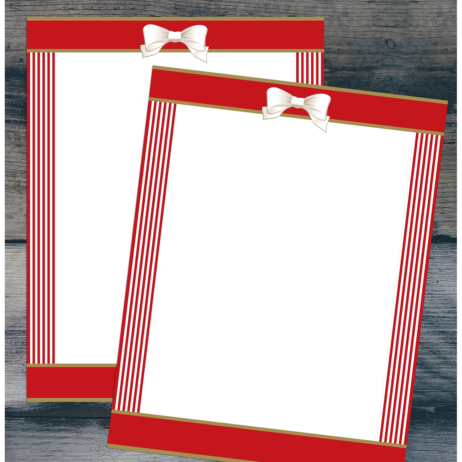 Great Papers Red Ribbon with Bow Holiday Letterhead, Red/White, 50/Pack (2021113)