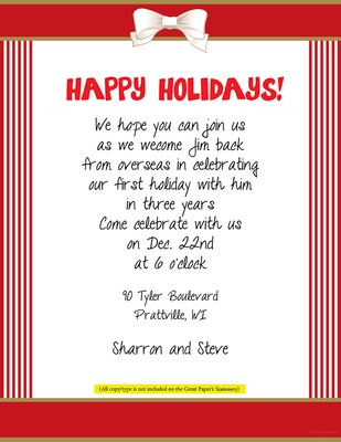 Great Papers Red Ribbon with Bow Holiday Letterhead, Red/White, 50/Pack (2021113)