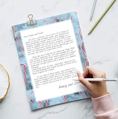 Great Papers Winter Candy Cane Christmas Letterhead, White/Blue/Red, 50/Pack (2021115)