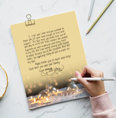 Great Papers Glow Candles & Ornaments Christmas Letterhead, Beige/Gold/Gray, 50/Pack (2021116)