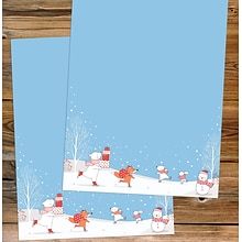 Great Papers Ice Skating Snow Friends Christmas Letterhead, Blue/White/Red, 50/Pack (2021118)