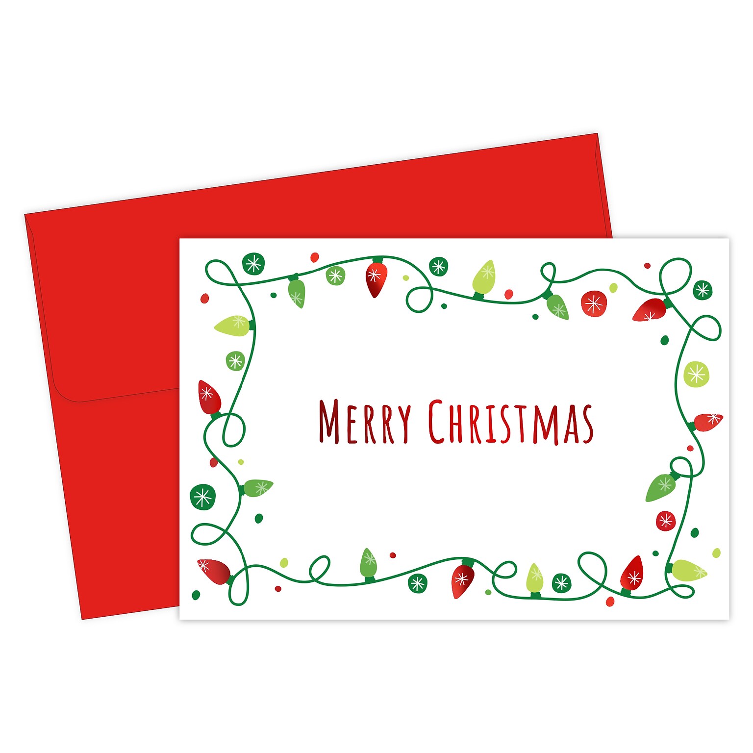 Great Papers Holiday Lights Merry Christmas Uncoated General Use Notecard with Envelope, Multicolor, 50/Pack (2021137)