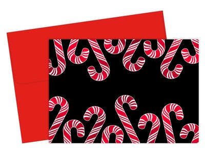 Great Papers Candy Cane Notecard with Envelope, 4.88 x 3.38, Red Foil/Black, 50/Pack (2021139)