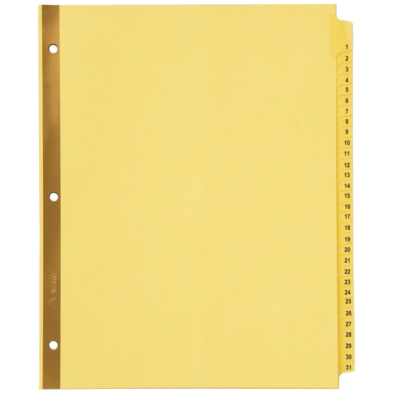 Avery Pre-Printed Paper Dividers with Laminated Tabs, 1-31 Tabs, Buff, Gold Reinforced (11308)