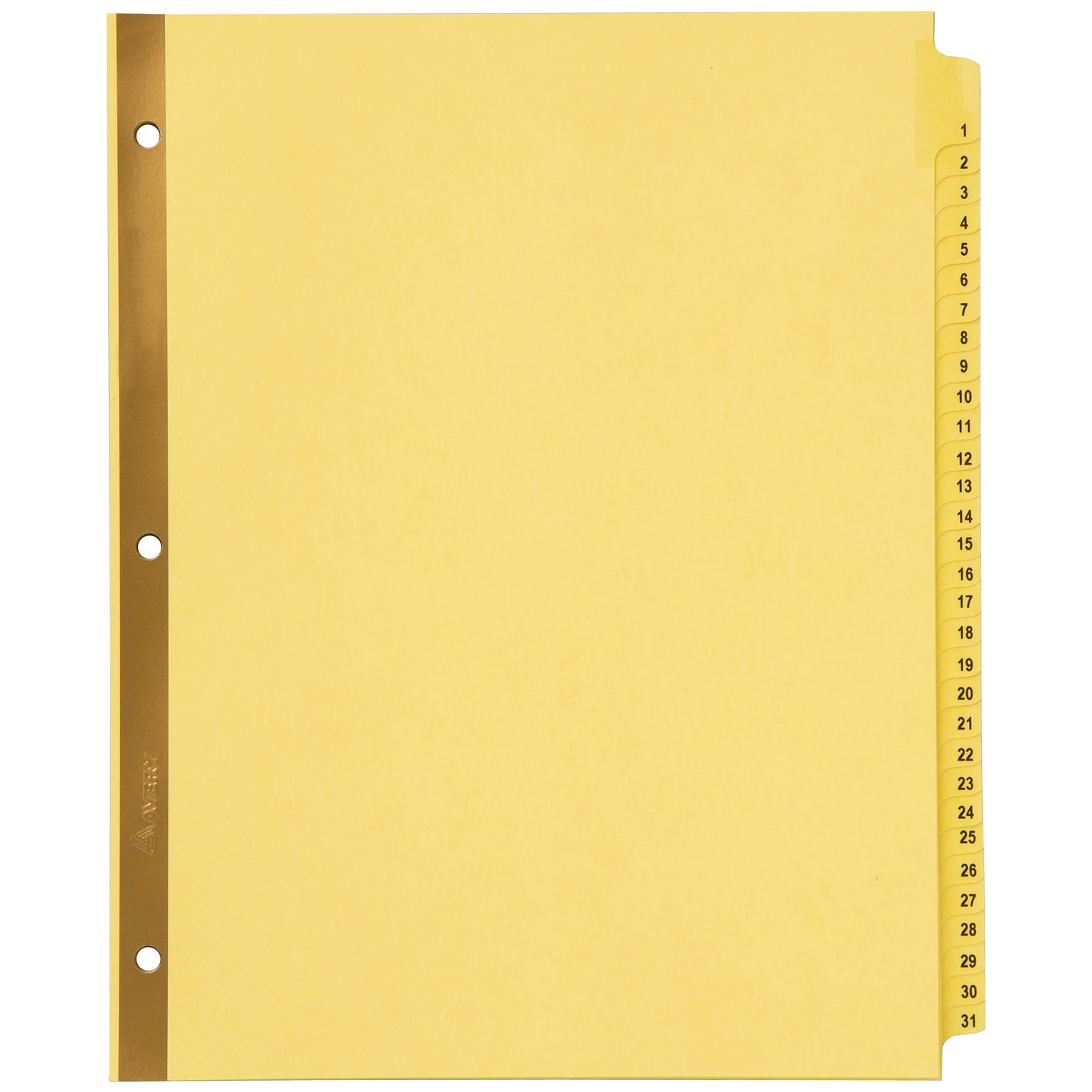 Avery Pre-Printed Paper Dividers with Laminated Tabs, 1-31 Tabs, Buff, Gold Reinforced (11308)