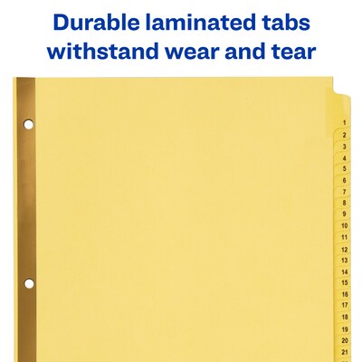 Avery Pre-Printed Paper Dividers with Laminated Tabs, 1-31 Tabs, Buff, Gold Reinforced (11308)