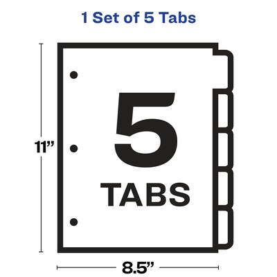 Avery Index Maker Paper Dividers with Print & Apply Label Sheets, 5 Tabs, White (11416)