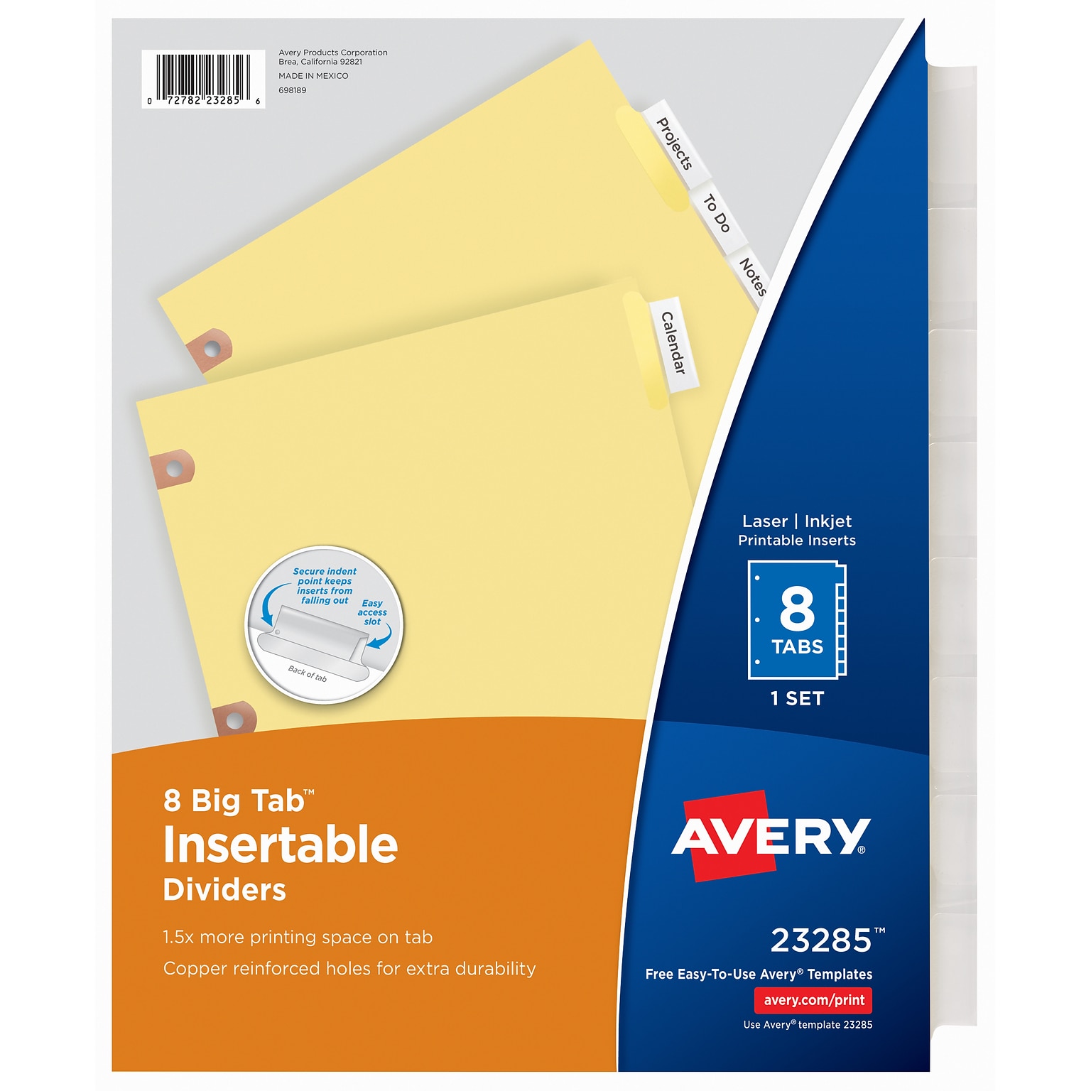 Avery Big Tab Insertable Paper Dividers, 8 Tabs, Clear, Copper Reinforced (23285)