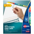 Avery Index Maker Paper Dividers with Print & Apply Label Sheets, 12 Tabs, Multicolor, 5 Sets/Pack (