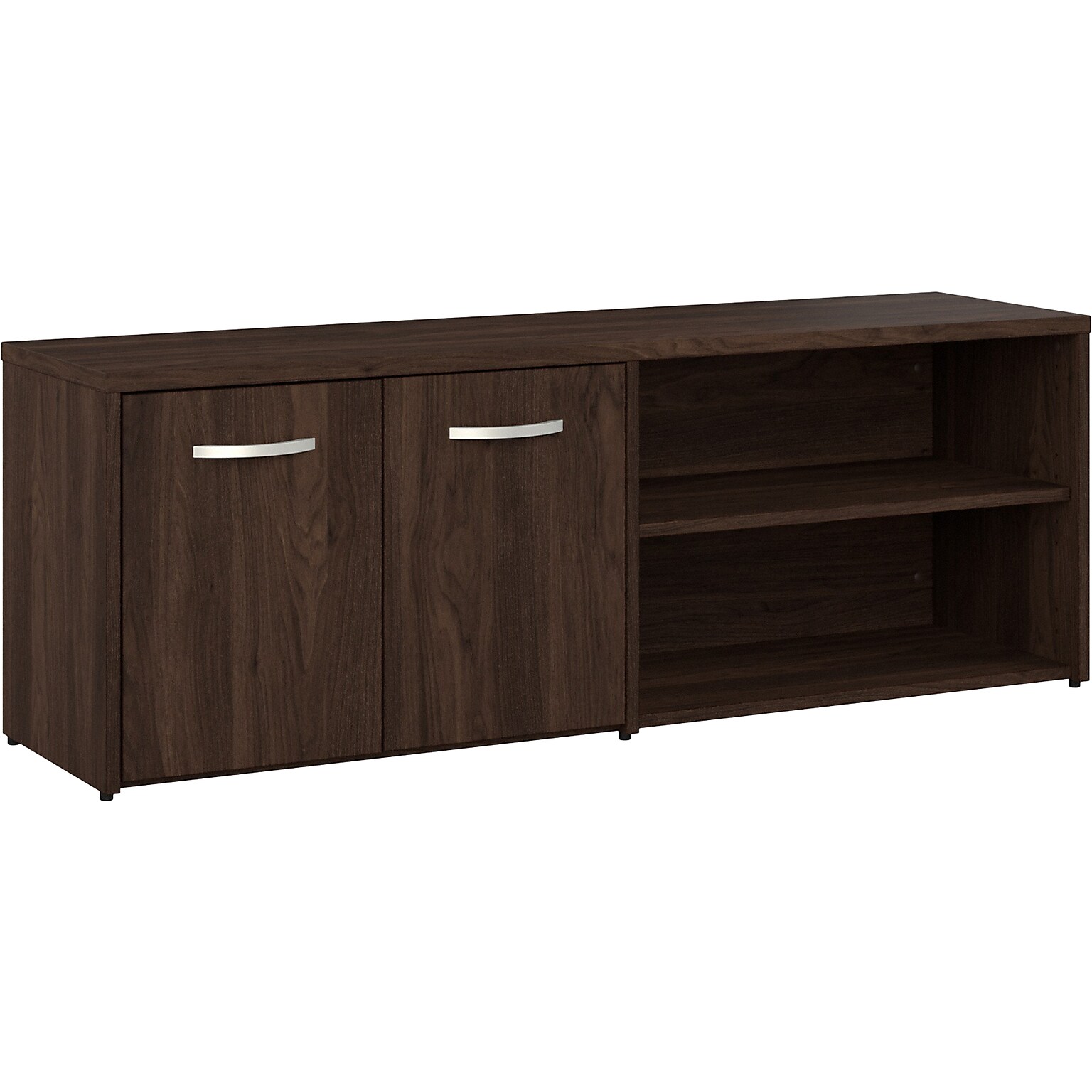 Bush Business Furniture Hybrid 21 Low Storage Cabinet with Doors and Shelves, Black Walnut (HYS160BW-Z)