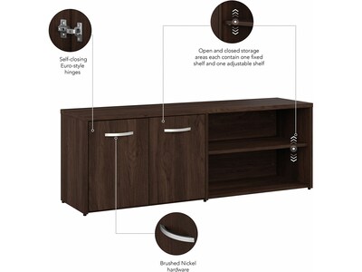Bush Business Furniture Hybrid 21" Low Storage Cabinet with Doors and Shelves, Black Walnut (HYS160BW-Z)