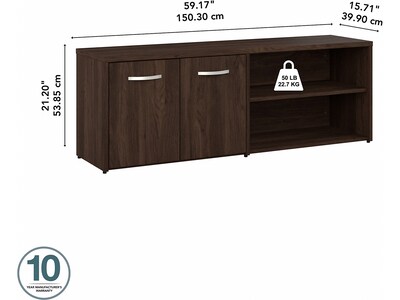 Bush Business Furniture Hybrid 21" Low Storage Cabinet with Doors and Shelves, Black Walnut (HYS160BW-Z)