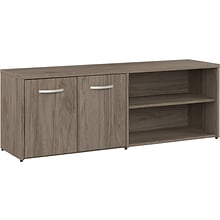 Bush Business Furniture Hybrid 21 Low Storage Cabinet with Doors and Shelves, Modern Hickory (HYS16