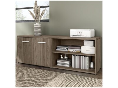 Bush Business Furniture Hybrid 21" Low Storage Cabinet with Doors and Shelves, Modern Hickory (HYS160MH-Z)