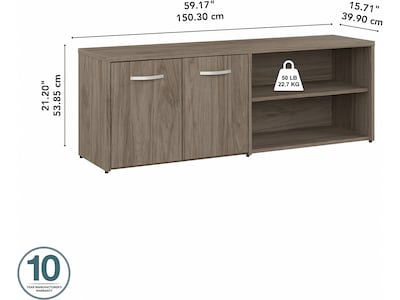 Bush Business Furniture Hybrid 21" Low Storage Cabinet with Doors and Shelves, Modern Hickory (HYS160MH-Z)