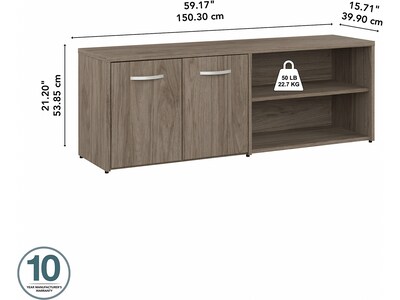 Bush Business Furniture Hybrid 21" Low Storage Cabinet with Doors and Shelves, Modern Hickory (HYS160MH-Z)