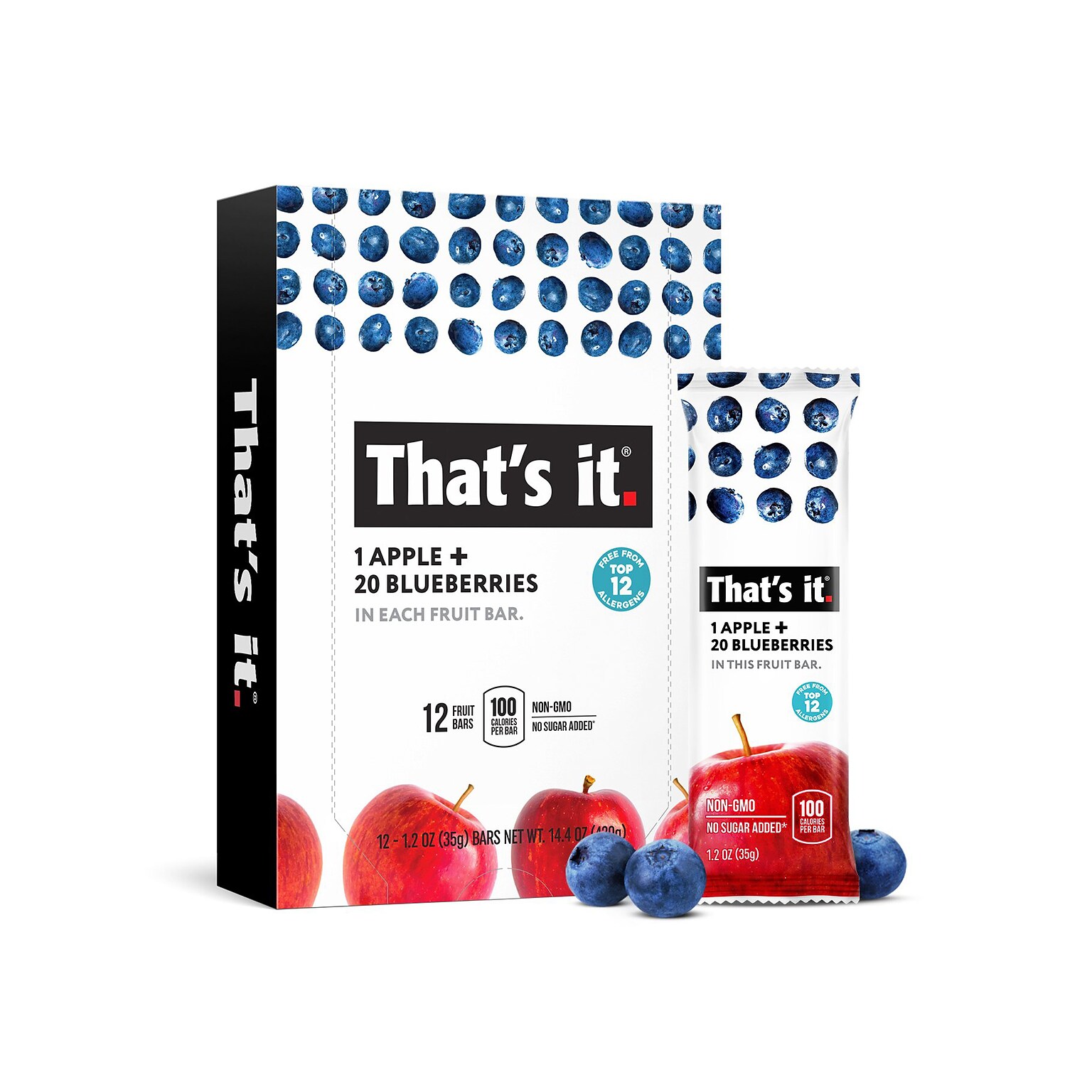 Thats it. Fruit Bar, Apple and Blueberries, 1.2 Oz., 12/Pack (1022BL)