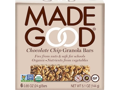 MadeGood Gluten Free Chocolate Chip Granola Bar, 0.85 oz., 6 Bars/Box (307-00244)