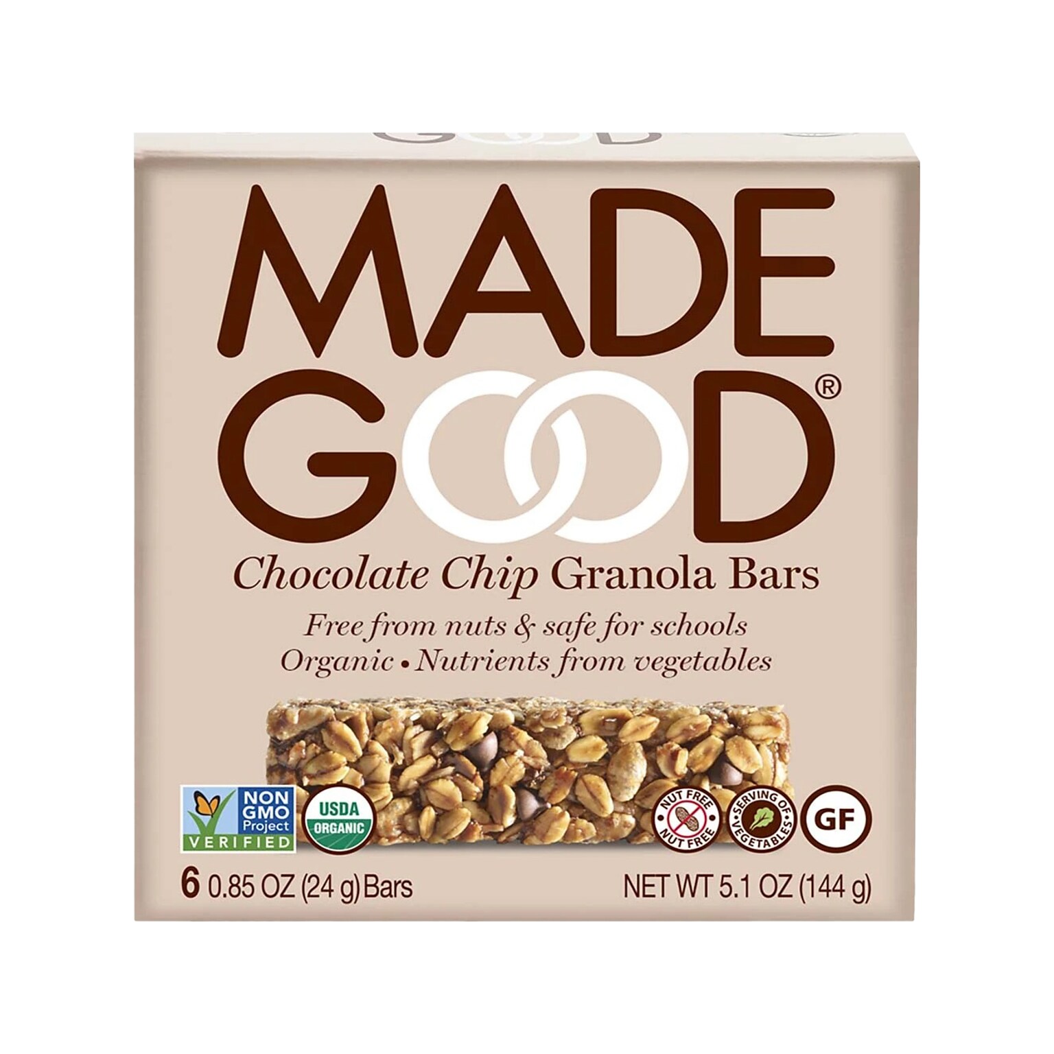 MadeGood Gluten Free Chocolate Chip Granola Bar, 0.85 oz., 6 Bars/Box (307-00244)