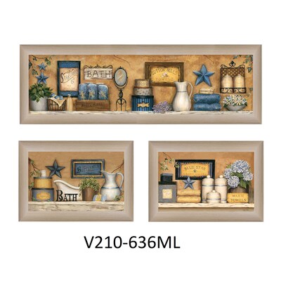 TrendyDecor4U 11 in. x 33 in. "Bathroom Collection III" Collection by Carrie Knoff, Printed Framed Wall Art (V210-636ML)