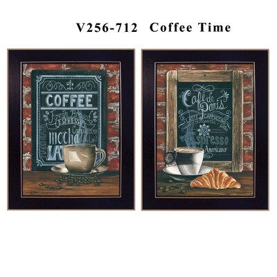 TrendyDecor4U 18 in. x 14 in. "Coffee Time" Collection by Diane Weaver, Printed Framed Wall Art (V256-712)