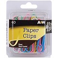 A & W Office Supplies Giant Paper Clips, Assorted Colors, 40/Pkg  (121-33)