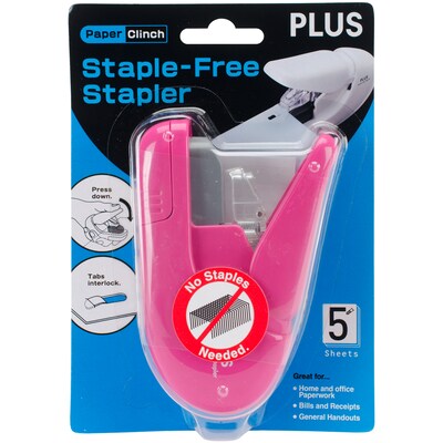 Plus Corporation Pink Staple-Free Stapler Paper Clinch (31-253)