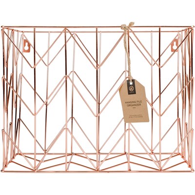 U Brands Copper Wire Hanging File Basket, 1/Pkg (854U0106)