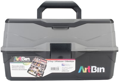 ArtBin Black & Gray Lift Tray Box W/3 Trays & Quick Access Lid Storage, 9 x 15.75 x 8.375 (6893AG)