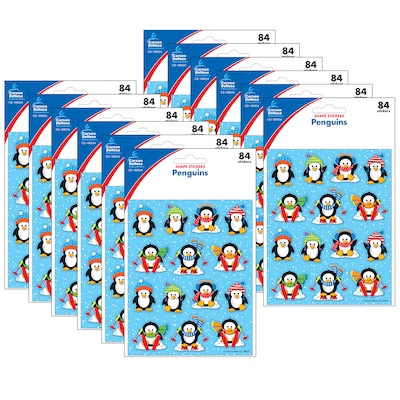 Carson Dellosa Education Penguins Shape Stickers, 84 Per Pack, 12 Packs (CD-168034-12)