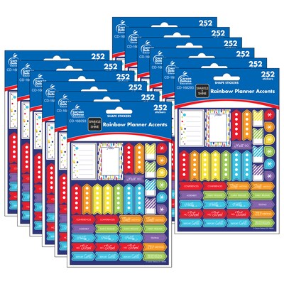 Carson Dellosa Education Sparkle + Shine Rainbow Planner Accents Sticker Pack, 252/Pack, 12 Packs (C