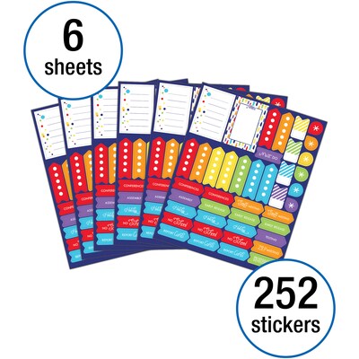 Carson Dellosa Education Sparkle + Shine Rainbow Planner Accents Sticker Pack, 252/Pack, 12 Packs (CD-168293-12)