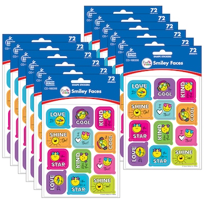 Carson Dellosa Education Kind Vibes Smiley Faces Shape Stickers, 72/Pack, 12 Packs (CD-168306-12)