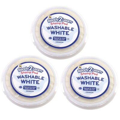 Ready 2 Learn Jumbo Circular Washable Stamp Pad, White Ink, 3/Pack (CE-6624-3)