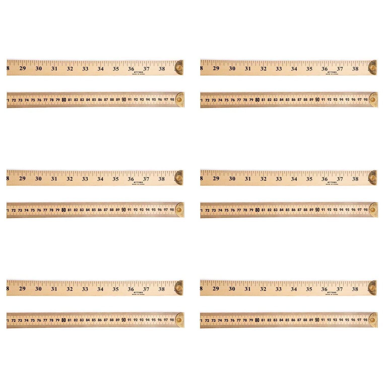 Charles Leonard Meter Stick Ruler with Metal End, Pack of 6 (CHL77595-6)