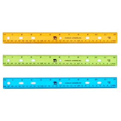 Charles Leonard 12 Plastic Ruler, Translucent Assorted Colors, Pack of 36 (CHL80336ST)