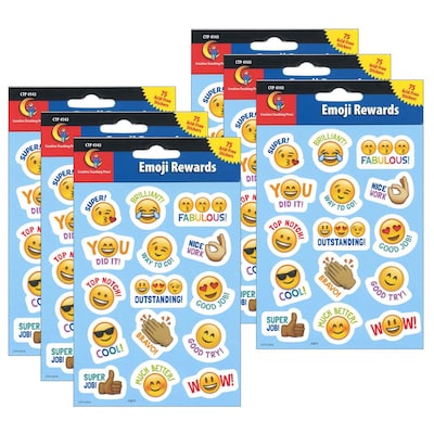 Creative Teaching Press Emoji Fun Reward Stickers, 75 Per Pack, 6 Packs (CTP4143-6)