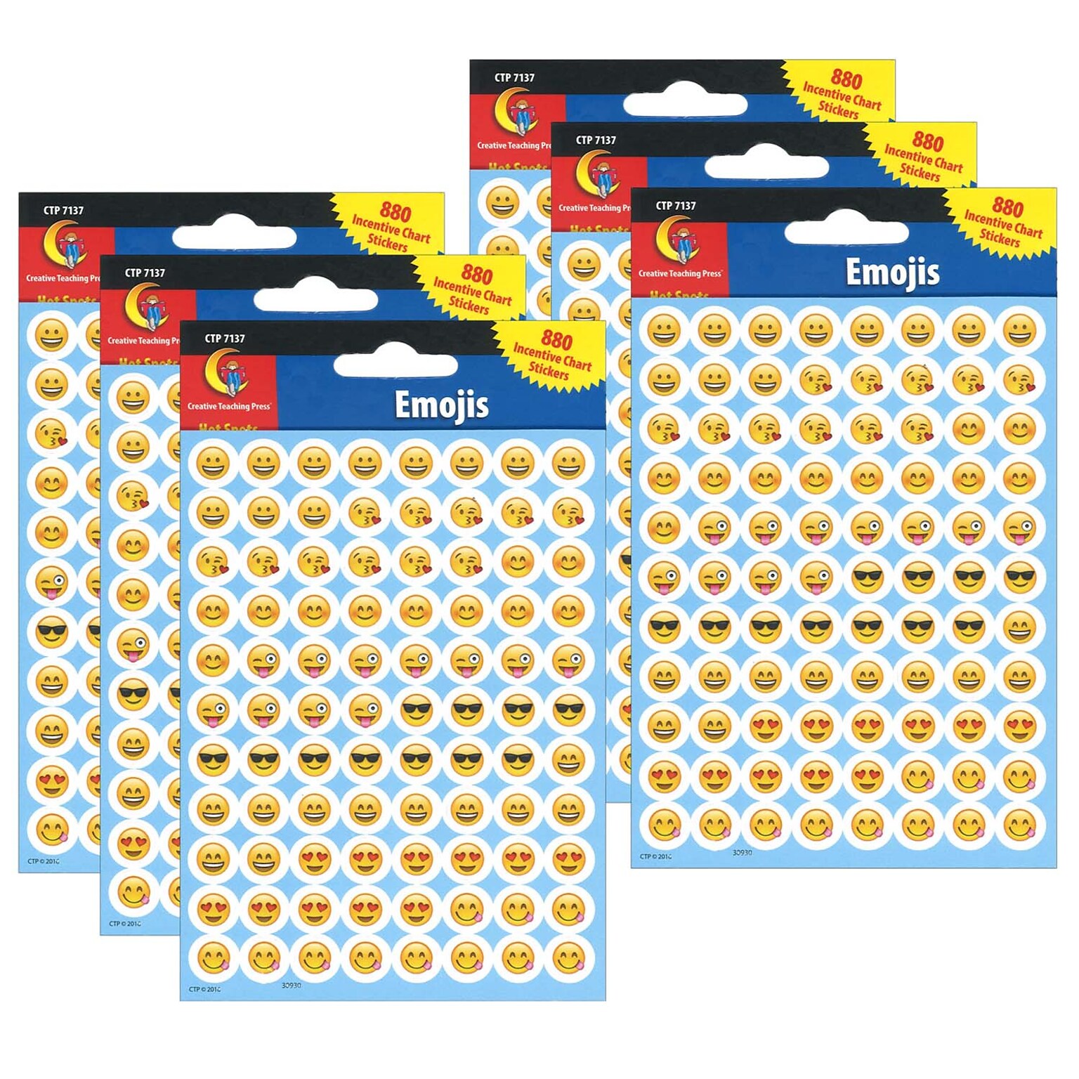 Creative Teaching Press® Emojis Hot Spot Stickers, 0.5, 880 Per Pack, 6 Packs (CTP7137-6)