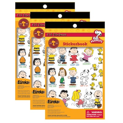 Eureka Peanuts Sticker Book, 410 Stickers, Pack of 3 (EU-609600-3)