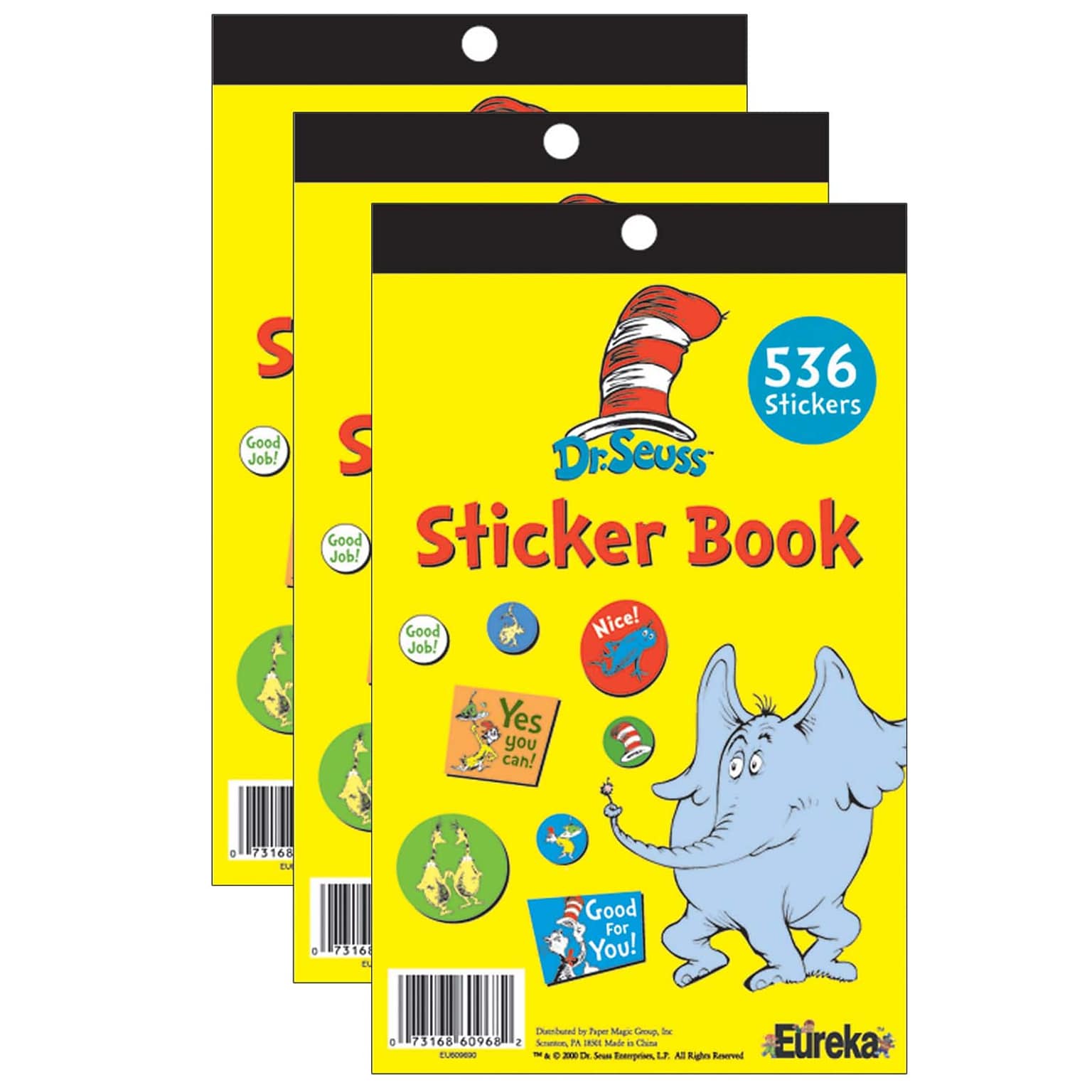 Eureka Dr. Seuss Sticker Book, Pack of 3 (EU-609720-3)