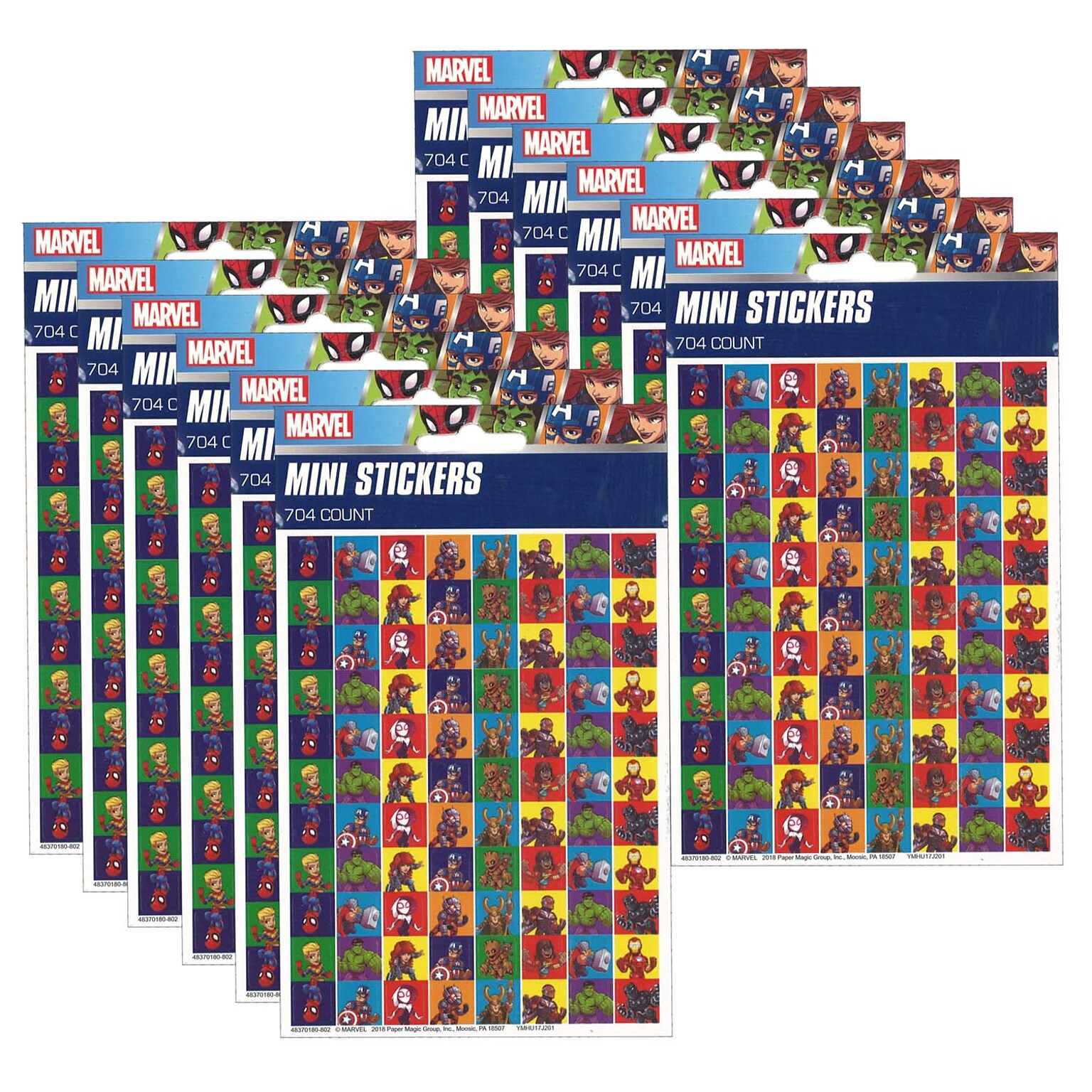 Eureka® Marvel™ Super Hero Adventure Mini Stickers, 704/Pack, 12 Packs (EU-621006-12)