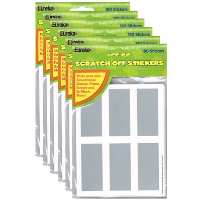 Eureka Rectangles Scratch Off Stickers, 180 Per Pack, 6 Packs (EU-627003-6)