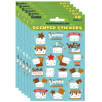 Eureka Marshmallow Scented Stickers, 80 Per Pack, 6 Packs (EU-650912-6)