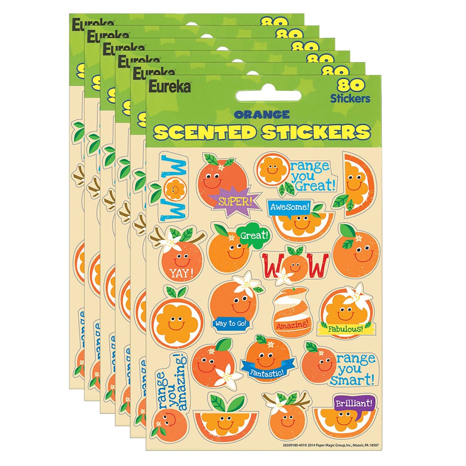 Eureka Orange Scented Stickers, 80 Per Pack, 6 Packs (EU-650918-6)