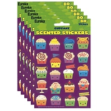 Eureka Cupcake Scented Stickers, 80 Per Pack, 6 Packs (EU-650921-6)