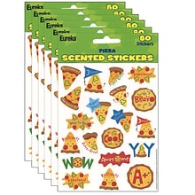 Eureka Pizza Scented Stickers, 80/Pack, 6 Packs (EU-650934-6)