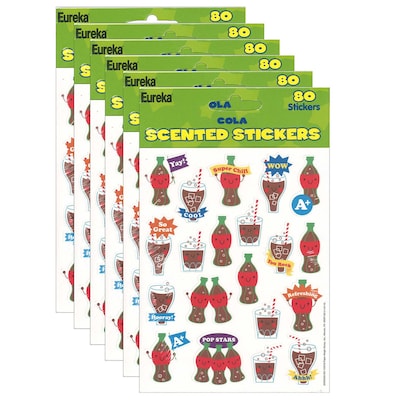 Eureka Cola Scented Stickers, 80 Per Pack, 6 Packs (EU-650948-6)