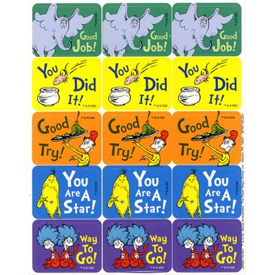 Eureka Dr. Seuss Success Stickers, 120 Per Pack, 12 Packs (EU-658017-12)