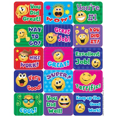 Eureka® Emoticons Success Stickers, 120/Pack, 12 Packs (EU-658404-12)