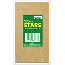 Eureka Presto-Stick Foil Star Stickers, 3/4, Gold, 175 Per Pack, 12 Packs (EU-82424-12)